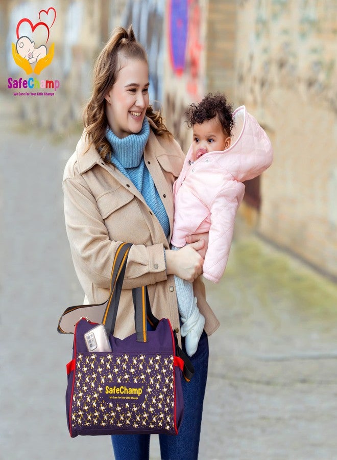 SafeChamp حقيبة حفاضات متعددة الأغراض من SafeChamp Chick Chick، حقيبة حفاضات للأمهات (بنفسجي) - Image 2